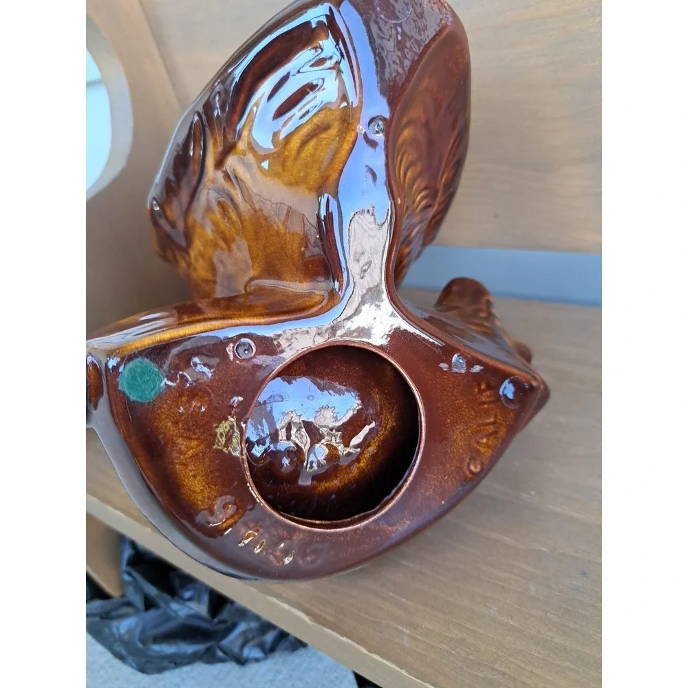 VTV California Pottery Glaze‎ Ceramic Owl Coin Tray Brown Collectable Decorative